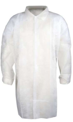 Bata de polipropileno con cierre de velcro, 30g, 105x145cm - Blanco