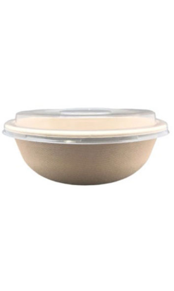 BOWL FIBRA BIO 950ml natural compostable mas tapa 