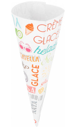 CONOS PARA HELADOS PAPEL OFFSET 115g Ø3,75x15,2cm 