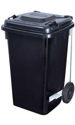 CONTENEDOR HAS 100 l  con pedal y 2 ruedas negro