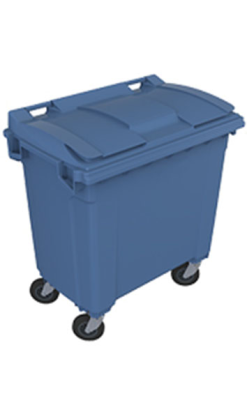 CONTENEDOR ZONA 800 l 4 ruedas tapa plana azul