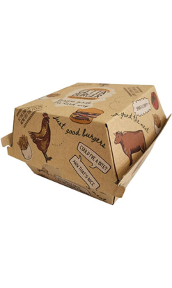 Envase Hamburguesa Kraft 250g - Personalizado | 4 Colores | Pedido Mínimo 120 Cajas