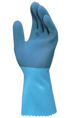Guante de Latex Jerseette 301 T-5 Azul con Soporte Textil