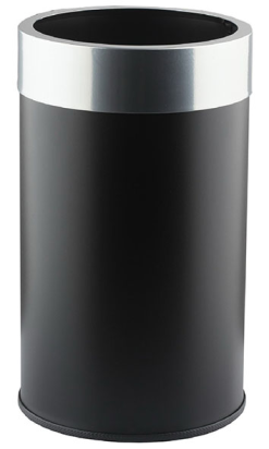 PAPELERA 16 l negra con cabezal sujetablosas cromo