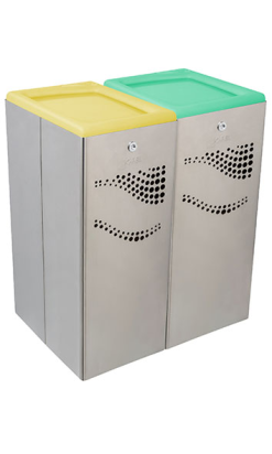 Papelera de Acero Inoxidable Satinado con Tapa Basculante - 2 x 40L