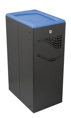 Papelera metálica azul con tapa basculante de 40 litros