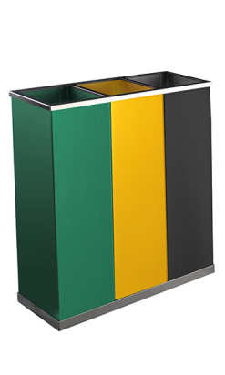 Papelera reciclaje 3 cubos 28L pintada - Ideal
