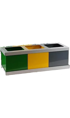 PAPELERA IDEAL RECICLAJE 3 CUBOS 8 l pintada verde