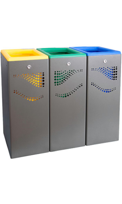 Papelera Metálica Abierta 40L - Pack de 3 | Compra Online