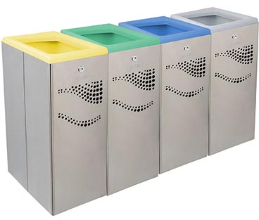 Papelera de Plástico TODO 4x40l Inox Satinada con Tapa Abierta