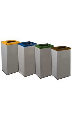 Papelera metálica 4 x 70 l - Tapa amarilla