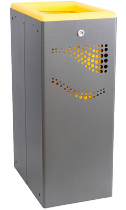 Papelera metálica amarilla 40 litros - Tapa abierta | Nuestra Tienda Online