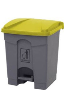PAPELERA TOTAL GRIS TAPA AMARILLA 45 l con pedal