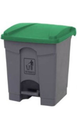 PAPELERA TOTAL GRIS TAPA VERDE 45 l con pedal