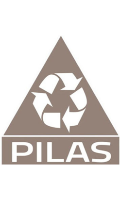 PICTOGRAMA TRIANGULAR MARRON PILAS 20x22cm