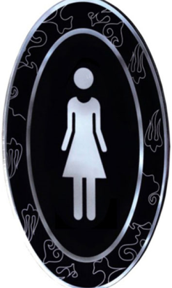 PLACA AUTOADHESIVA "SEÑORAS" NEGRO ACRÍLICO 12,5x2