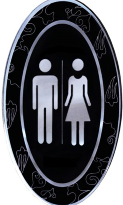 PLACA AUTOADHESIVA "UNISEX" NEGRO ACRÍLICO 12,5x20