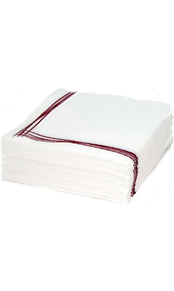 SERVILLETA 40x40cm 2c 1/4 P&P blanca orla burdeos 