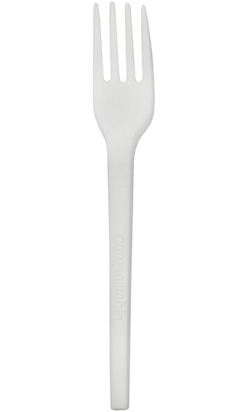 TENEDOR FIBRA BIO 175mm blanco compostable