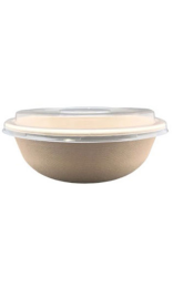 BOWL FIBRA BIO 950ml natural compostable mas tapa 