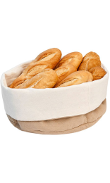 CESTAS PAN ALGODÓN CREMA/MARRÓN Ø20x9,5 cm