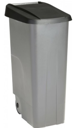 CONTENEDOR ECO HAS 85 l  gris tapa negra 2 ruedas