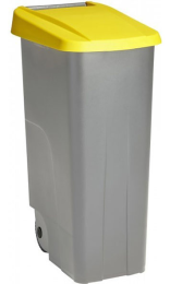CONTENEDOR ECO HAS 85l gris tapa amarilla 2 ruedas
