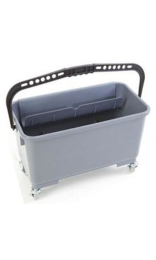 CUBO CRISTALERO CON RUEDAS Y REJILLA ESCURRIDORA 