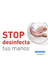 Etiqueta Stop Desinfecta Estacion de Limpeza Lou