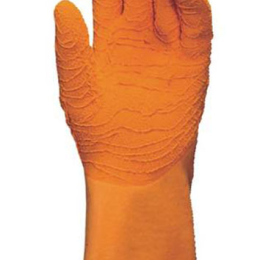 Guante de látex Harpon 321 T-6 naranja con soporte textil