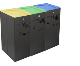 Papelera metálica con tapa basculante de 40 litros - Pack de 3 unidades