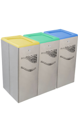Papelera de Acero Inoxidable con Tapa Basculante - 3 x 40L