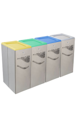 Papelera de 40 litros con tapa basculante de acero inoxidable satinado