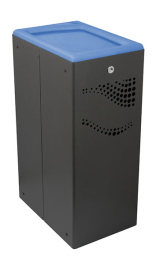 Papelera metálica azul con tapa basculante de 40 litros