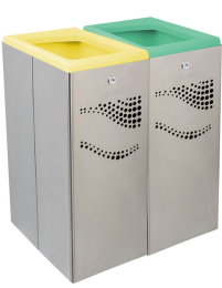 Papelera 40L x 2 Acero Inoxidable Satinado - Tapa Abierta