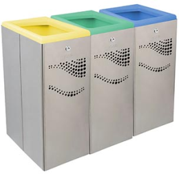 Papelera de Plástico Todo 3x40L Inox Satinada con Tapa Abierta