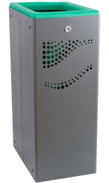 Papelera metálica verde de 40L con tapa abierta - Compra online