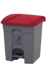PAPELERA TOTAL GRIS TAPA ROJA 45 l con pedal
