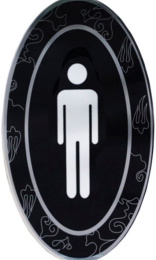 PLACA AUTOADHESIVA "CABALLEROS" NEGRO ACRÍLICO 12,