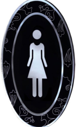 PLACA AUTOADHESIVA "SEÑORAS" NEGRO ACRÍLICO 12,5x2