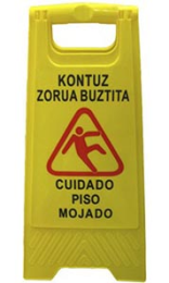 SEÑAL AVISO SUELO MOJADO (Euskera-Castellano)