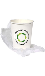VASO COMPOSTABLE EMBOLSADO CON PLA 210 ml 